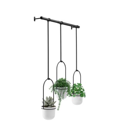 black hanging planter