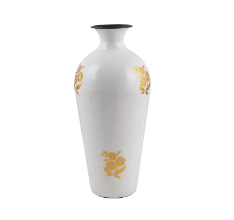 white metal big flower vase 