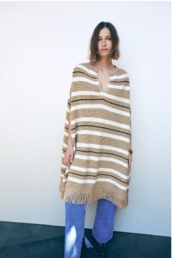striped knit poncho for winters